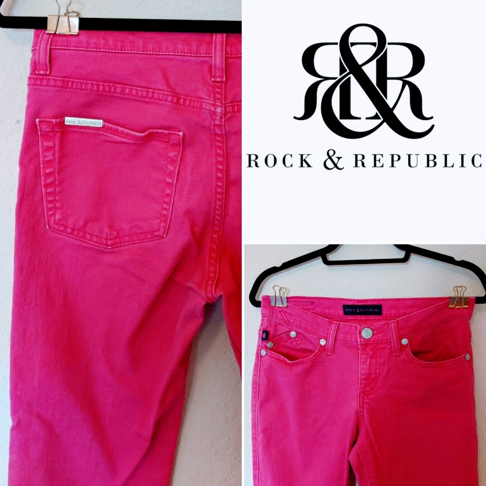 Gently used Rock & Republic hot pink jeans